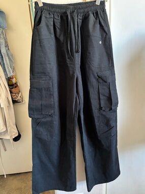 NWOT Black Cargo Drawstring Pants, Size XXL